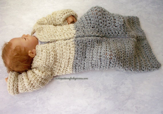 BABY/'S DK COSY SLEEPING BAG WITH ZIP TO FIT UP TO 9 MONTHS CROCHET PATTERN