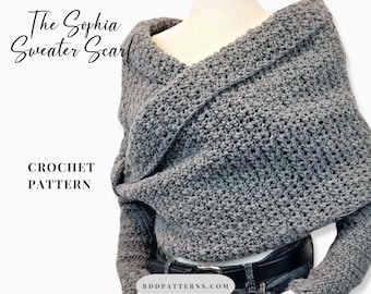 Crochet Pattern Sweater Scarf Crochet Pattern Crossover Wrap Sweater Crochet Pattern The Sophia Instant Download