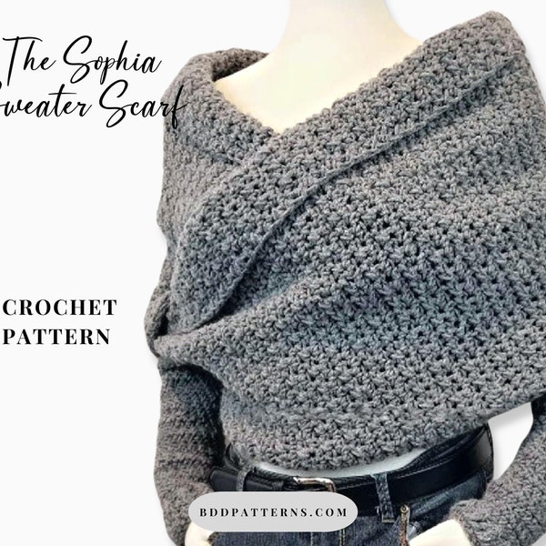 Häkelanleitung Pullover Schal häkeln Pattern Crossover Wrap Sweater Häkelanleitung The Sophia Instant Download