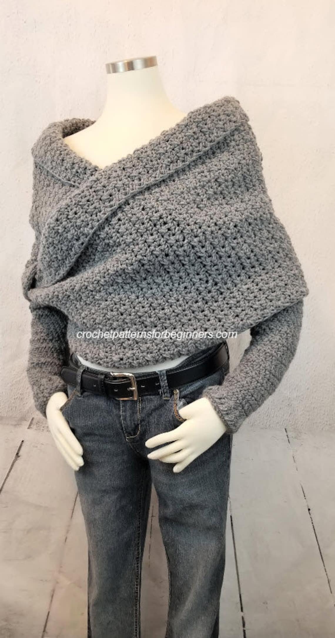 Crochet Pattern Sweater Scarf Crochet Pattern Crossover Wrap Etsy UK