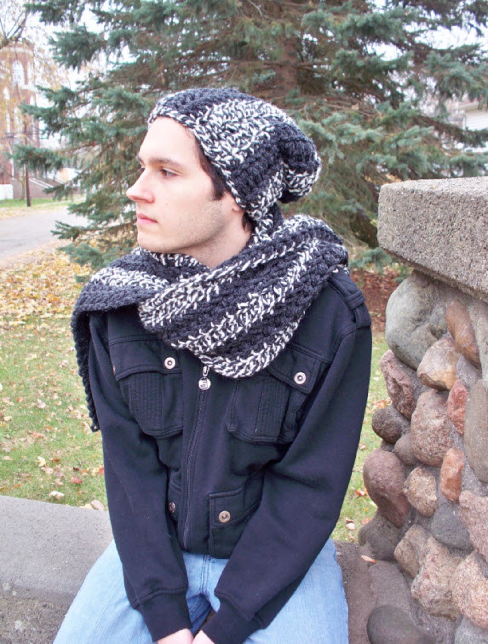 Men's Crochet Pattern Hat and Scarf Set Men's Slouch Etsy