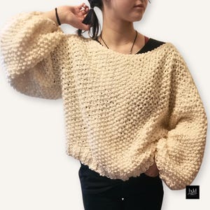 Patrón de suéter de punto fácil / El jersey de hilo grueso Catalina