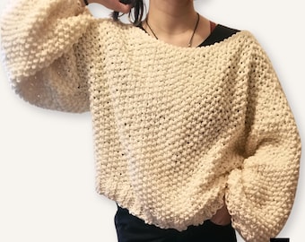 Easy Knit Sweater Pattern | The Catalina Chunky Yarn Pullover