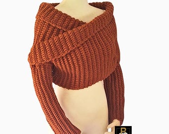 Crochet Sweater Scarf Pattern: Scarf with Sleeves (PDF Download)