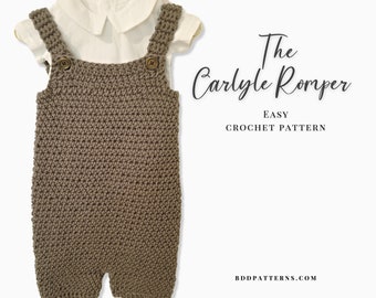 Easy Crochet Pattern | Baby Romper Crochet Pattern | Overalls Crochet Pattern | The Carlyle Romper