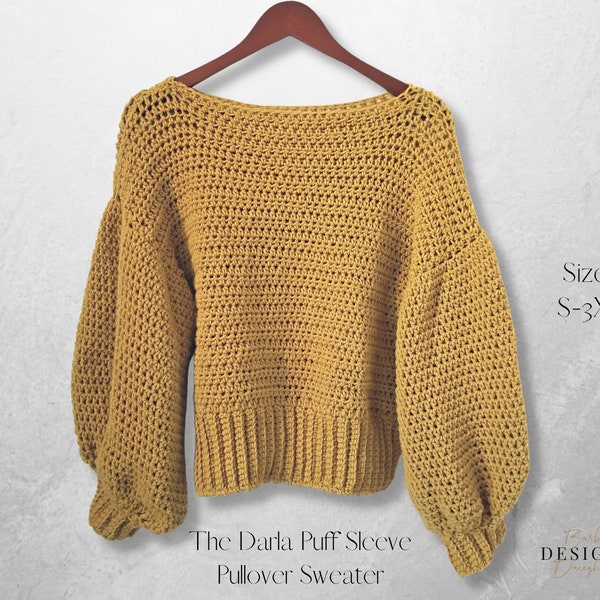 Easy Crochet Pattern | The Darla Sweater | Puff Sleeve Crochet Pattern | Beginner Crochet Pattern | Instant Download