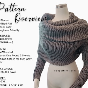 Easy Knitting Pattern Sweater Scarf Knitting Pattern Scarf With Sleeves Crossover Sweater The Sophie PDF Knitting Pattern image 5