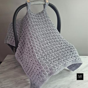 ベビーカーシートカバーのかぎ針編みパターン | 簡単かぎ針編みベビーブランケット | ワッフルステッチブランケット | 1 列繰り返し | ベビーカーシートキャノピー | PDF
