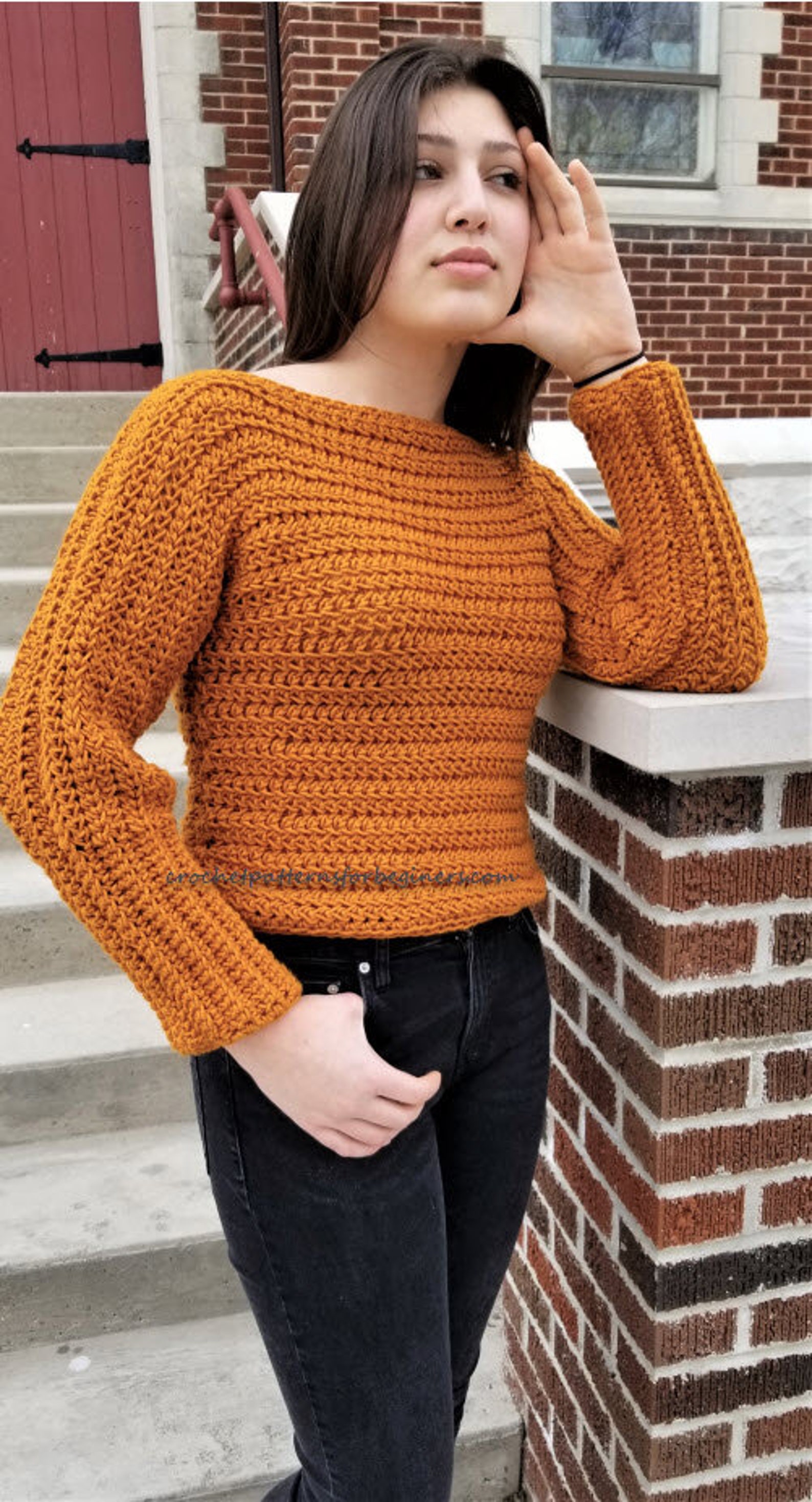 boat neck crochet sweater pattern