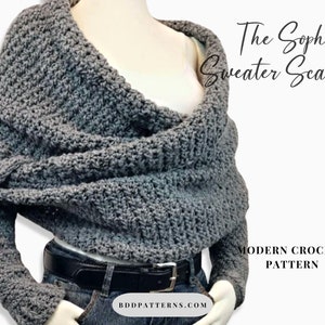 Crochet Pattern Sweater Scarf Crochet Pattern Crossover Wrap Sweater Crochet Pattern The Sophia Instant Download image 2