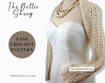 The Bettie Shrug Crochet Pattern | Easy Cardigan (PDF Pattern)
