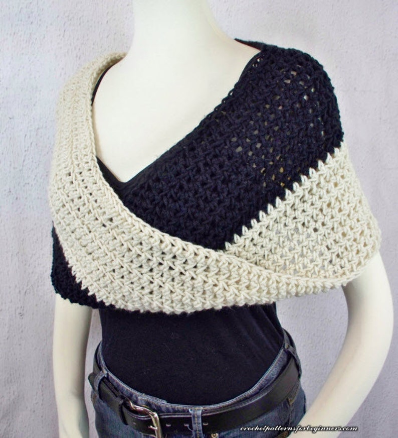 Easy Crochet Pattern Twisted Shoulder Wrap Easy Crochet Etsy