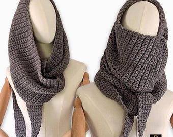 Crochet Hooded Scarf Pattern: Easy Scoodie PDF Download