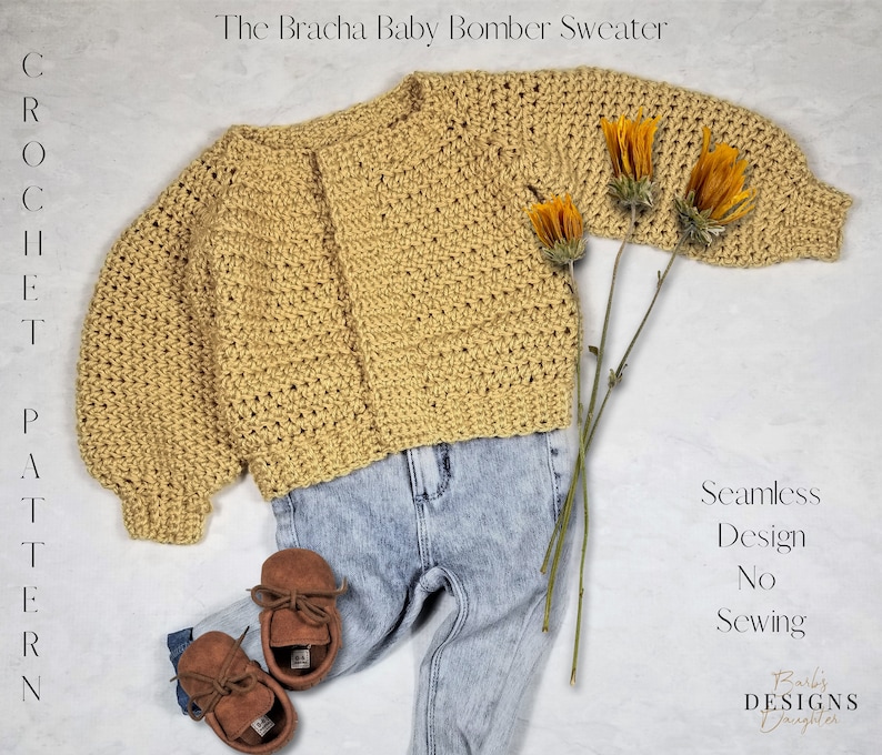 Crochet Patterns Mommy And Me Bomber Sweater Crochet Patterns Sizes S-3XL And 6 Months To 4T The Bracha Bomber image 6
