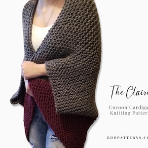 Easy Knitting Pattern | Beginners Knitting Pattern| Knitting Patterns | Cocoon Cardigan | Sweater Knitting Pattern | The Claire | Pdf