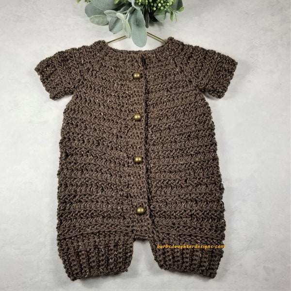 Crochet Pattern Baby Romper The Crosby Button Down Romper Crochet Pattern Sizes Newborn To 24 Months