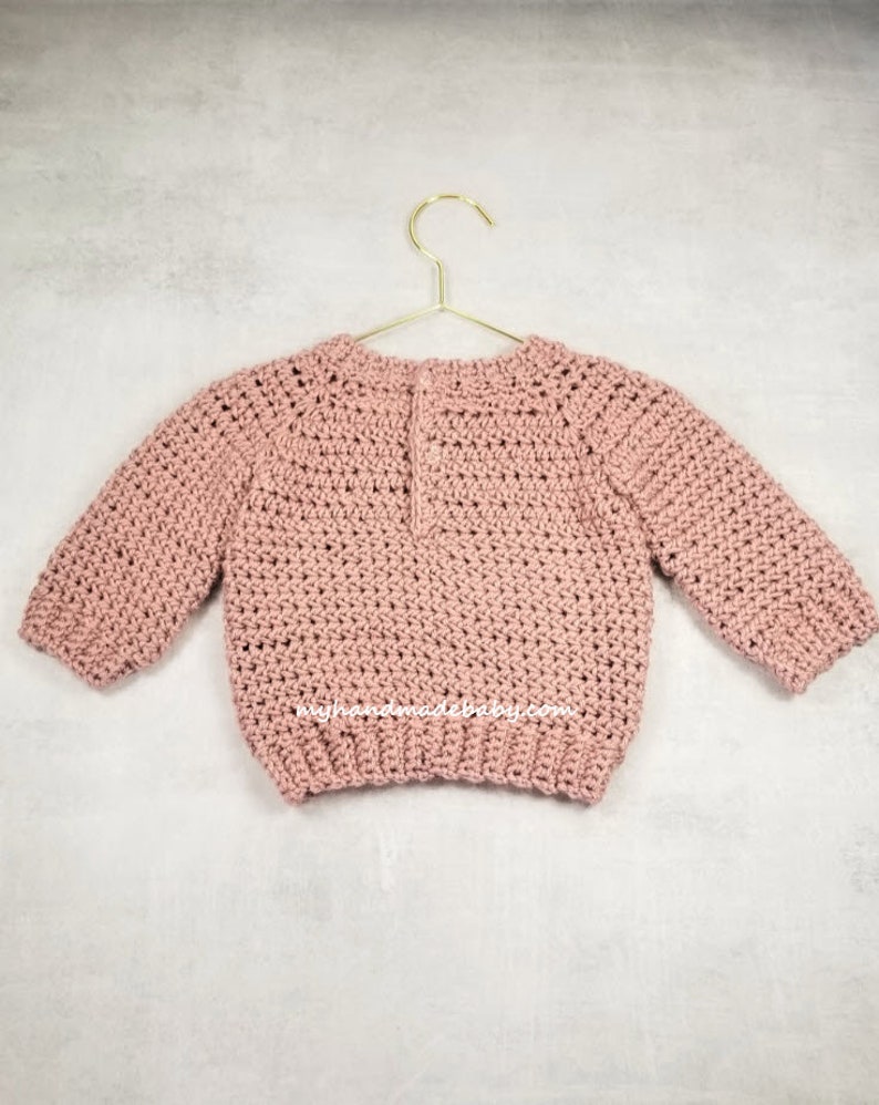 Crochet Pattern Baby Sweater Pullover Unisex Crochet Pattern Sizes 0-24 Months The Kensington image 6