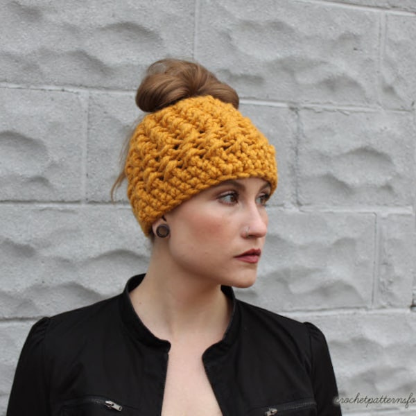 Crochet Pattern Messy Bun Hat Ponytail Hat Crochet Pattern Womens Crochet Pattern Easy Crochet Pattern Crochet Pattern For Beginners