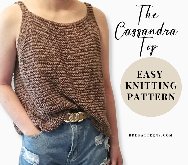Easy Knitting Pattern Knit Top Pattern Tank Top Beginner Knitting Knit Sweater Sleeveless Top Summer Knitting Instant Download image 1