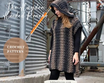 Häkelanleitung | Poncho Häkelanleitung | Pullover Häkelanleitung | Poncho mit Kapuze Häkelanleitung | Der Hayden | Sofort Download