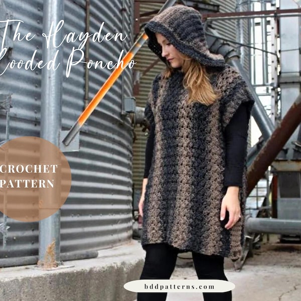 Crochet Pattern | Poncho Crochet Pattern | Sweater Crochet Pattern | Poncho With Hood Crochet Pattern | The Hayden | Instant Download