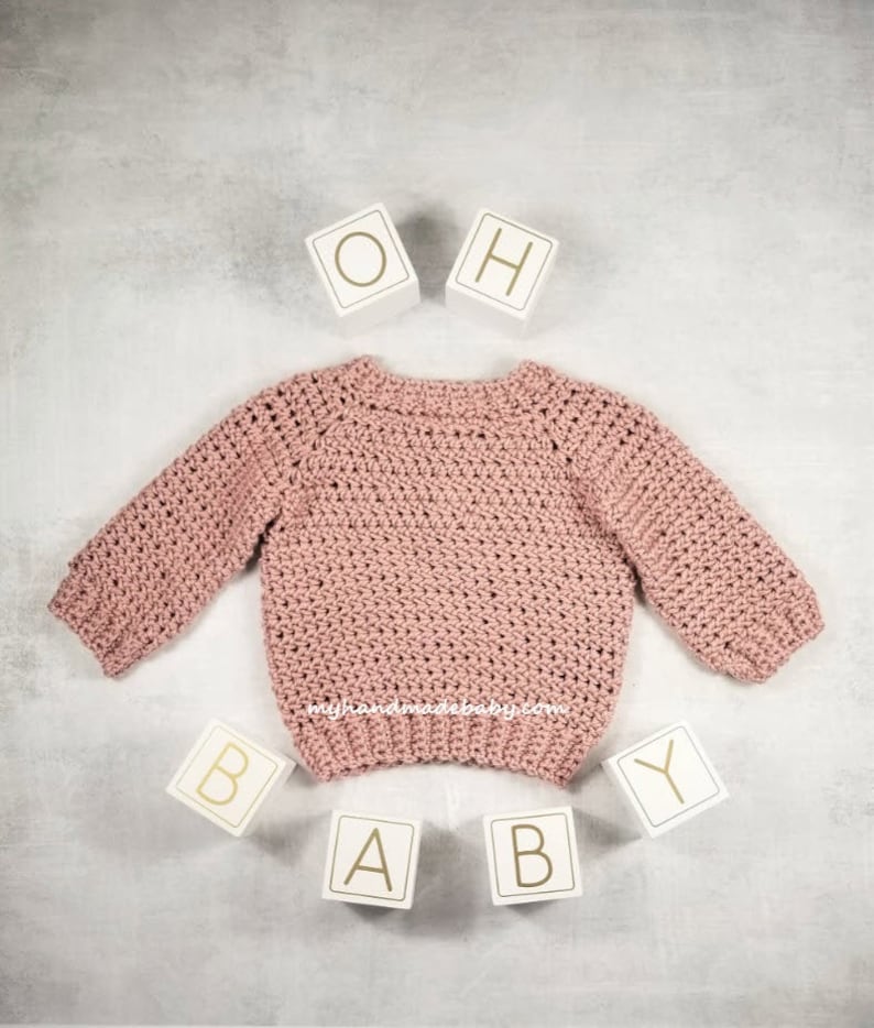 Crochet Pattern Baby Sweater Pullover Unisex Crochet Pattern Sizes 0-24 Months The Kensington image 3