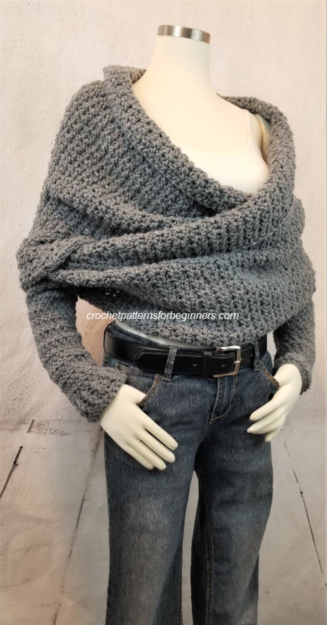 Crochet Pattern Sweater Scarf Crochet Pattern Crossover Wrap Etsy UK