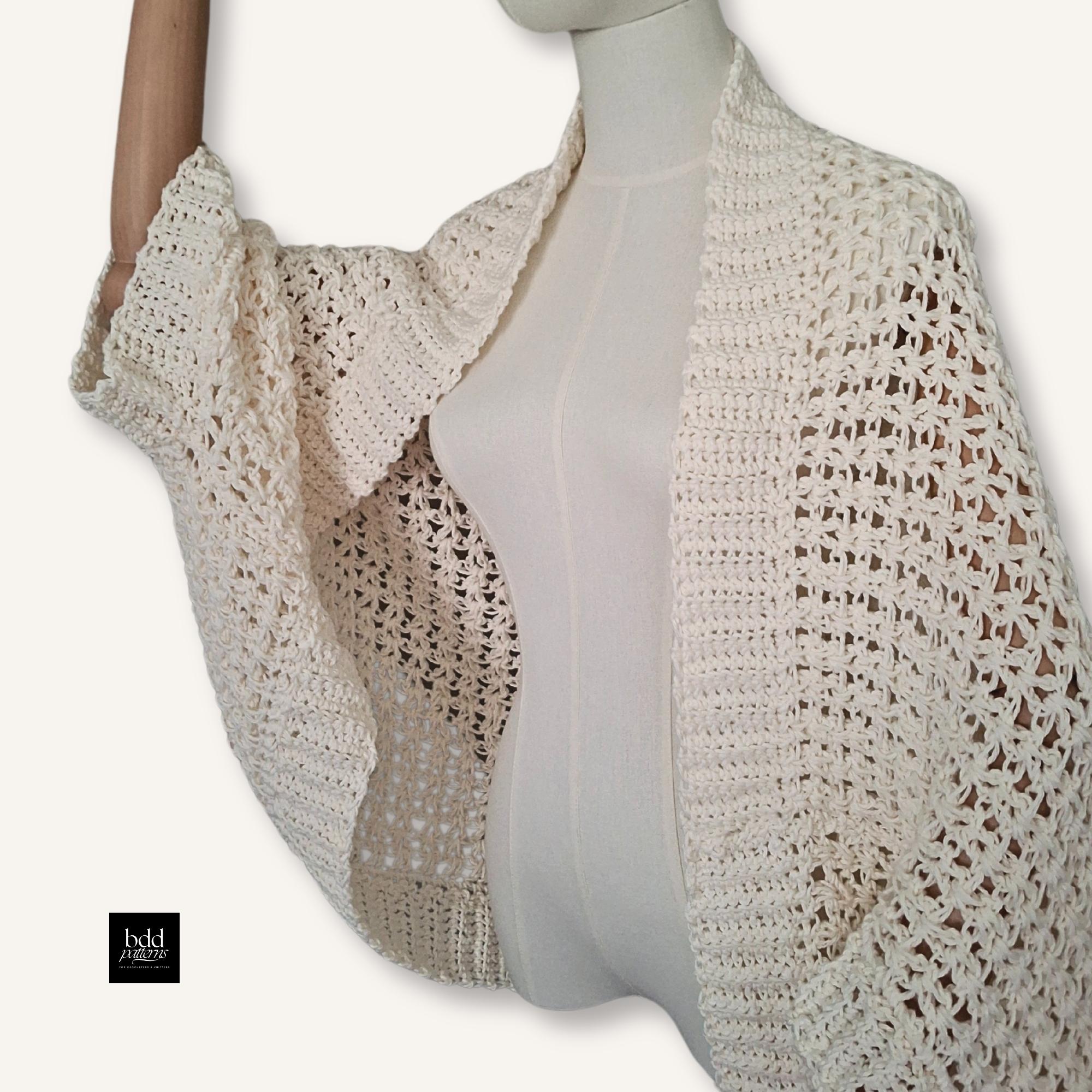 Easy Cocoon Shrug Crochet Pattern Custom Size Crochet
