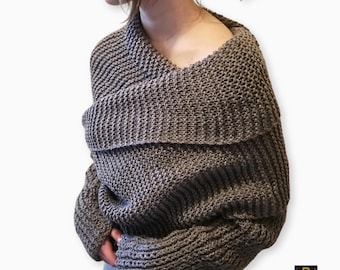 Sweater Scarf Knitting Pattern: the Sophie Crossover Shrug (PDF