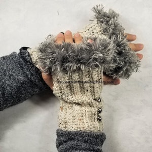 Fur Trimmed Fingerless Gloves Crochet Pattern (PDF Pattern)