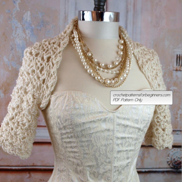 Crochet Pattern Wedding Shug Easy Crochet Shrug Pattern Bridal Shrug Crochet Pattern Spring Summer Crochet Pattern PDF Crochet Pattern