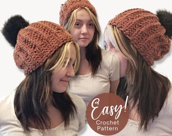 Easy Hat Crochet Pattern | Chunky Yarn | 9mm Crochet Pattern | Beginner Crochet | Includes Child, Youth, Adult Sizes | Pdf Crochet Pattern