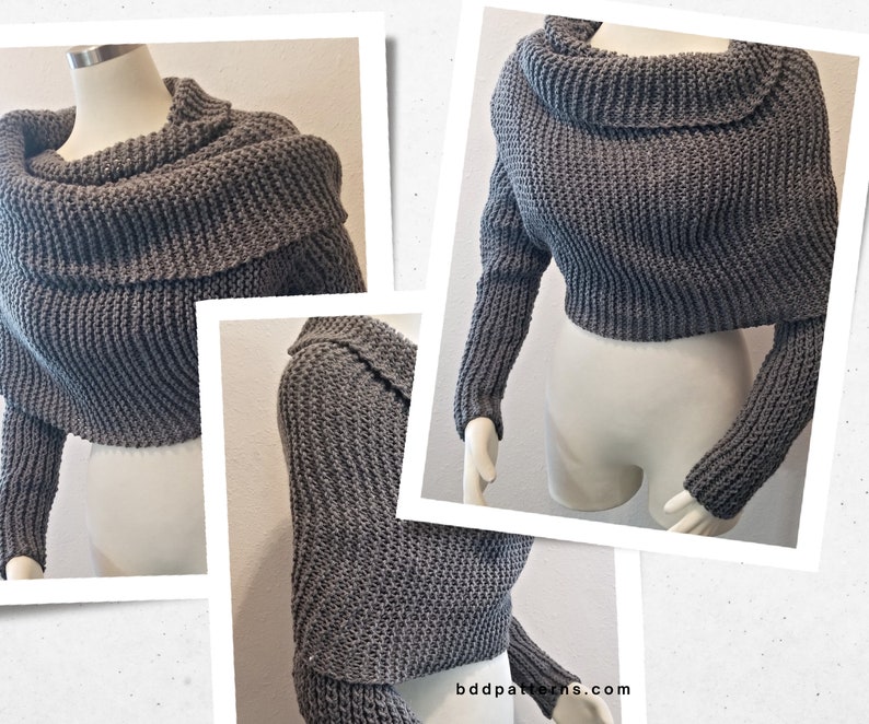 Easy Knitting Pattern Sweater Scarf Knitting Pattern Scarf With Sleeves Crossover Sweater The Sophie PDF Knitting Pattern image 6