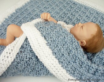 Easy Knitting Pattern Little Boy Blue Baby Blanket Lap Blanket and Afghan Blanket Knitting Patterns For Beginners Baby Boy Blanket