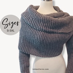 Easy Knitting Pattern Sweater Scarf Knitting Pattern Scarf With Sleeves Crossover Sweater The Sophie PDF Knitting Pattern image 4