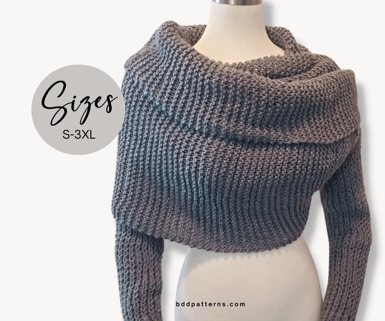 Easy Knitting Pattern Sweater Scarf Knitting Pattern Scarf With Sleeves Crossover Sweater The Sophie PDF Knitting Pattern image 4