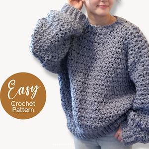 Easy Crochet Sweater Pattern | Crochet Ribbed Sweater Pattern | Cozy Crochet Pullover | Chunky Crochet | The Baylee | Instant Download