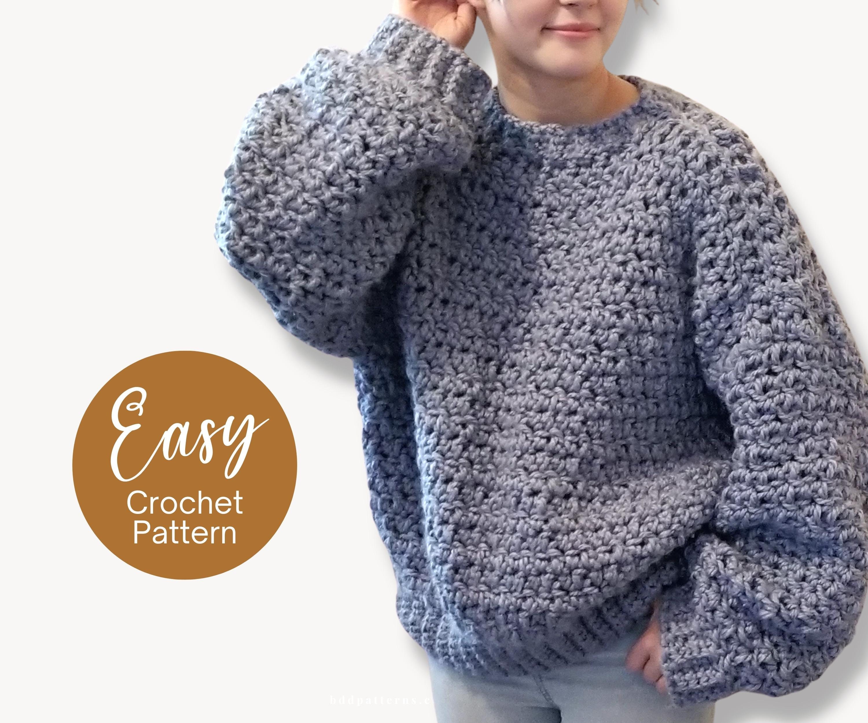 Easy Crochet Sweater Pattern Crochet Ribbed Sweater Pattern Cozy Crochet Pullover Chunky Crochet the Baylee Instant Download Etsy Canada