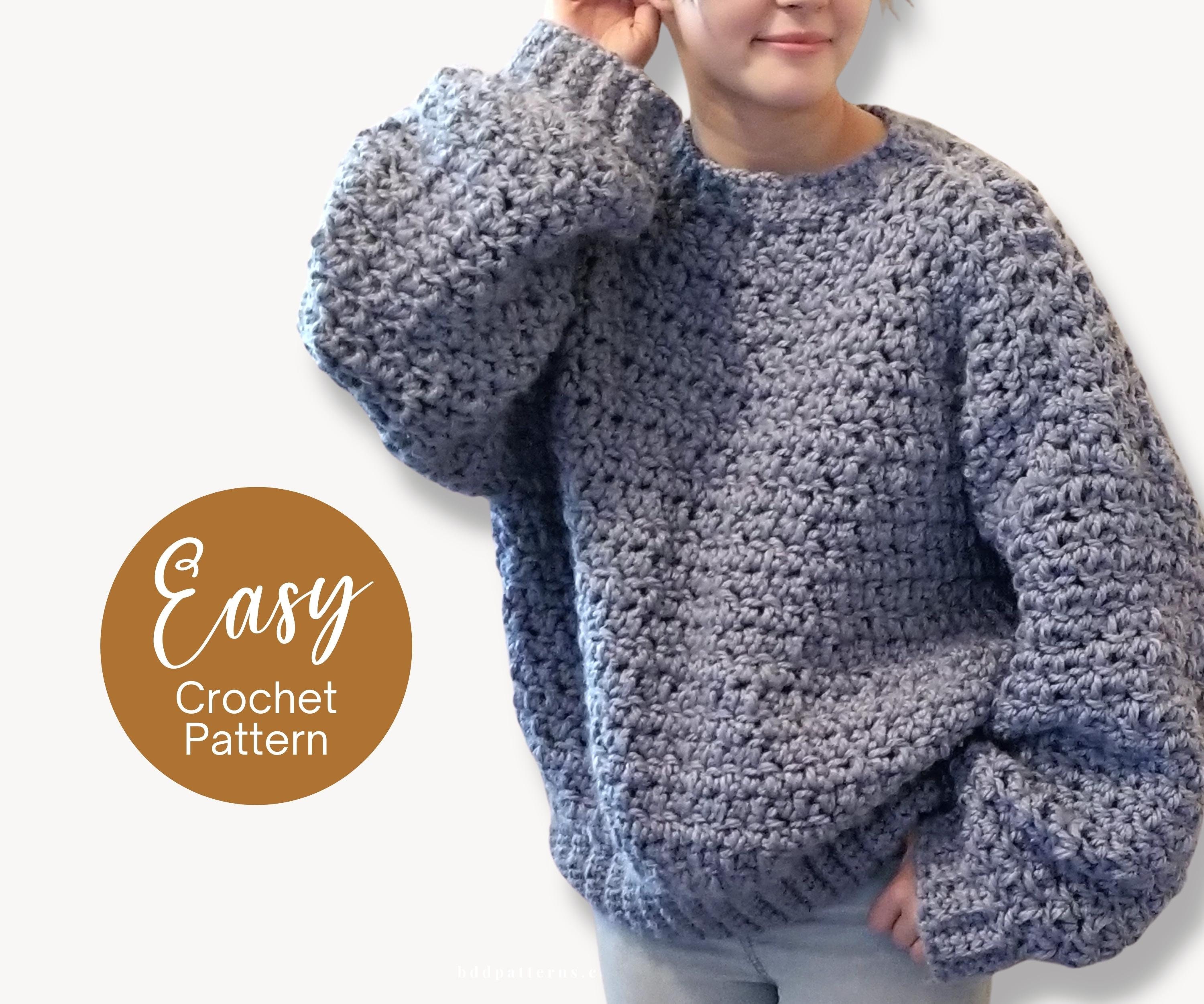 Crochet Sweater Pattern, Quick & Easy Shell design with 9 mm crochet hook -  PDF Download