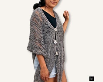 Easy Knit Poncho Pattern: Summer Wrap, Shawl or Sweater (Instant Download)