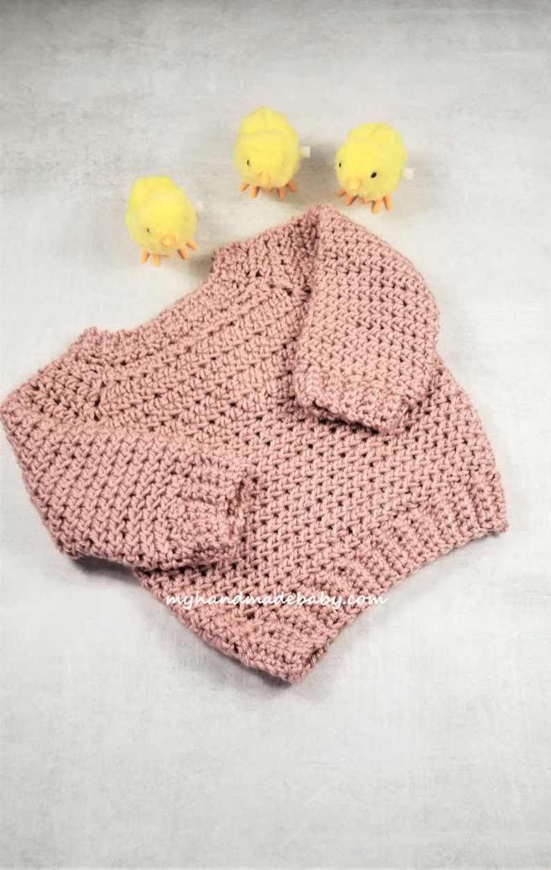 Crochet Pattern Baby Sweater Pullover Unisex Crochet Pattern Sizes 0-24 Months The Kensington image 5