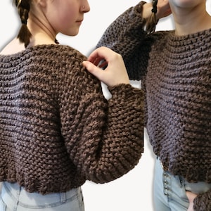 Easy Knitting Pattern | Chunky Sweater Knitting Pattern | Knit Crop Top | Knit Pullover | The Crenshaw PDF Knitting Pattern