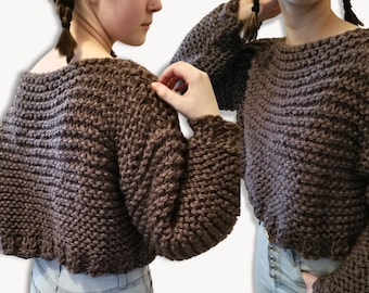 Easy Sweater Knitting Pattern | The Crenshaw Chunky Yarn Pullover