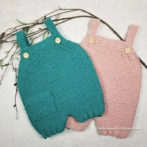 Easy Knitting Pattern | Baby Romper | Baby Knitting Pattern | Beginner Knitting Pattern | Knitted Baby Dungarees | Instant Download
