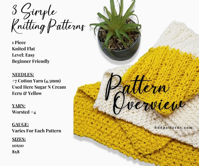 Easy Knitting Pattern Dishcloth Knitting Pattern Easy Washcloth Patterns Knit Washcloth Pattern Knitting Patterns Bundle PDF image 4
