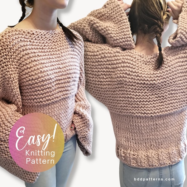 Easy Knitting Pattern | Knitting Pattern Pdf Instant Download | Oversize Sweater Pattern | Sweater Knitting Pattern | Rose All Day Sweater