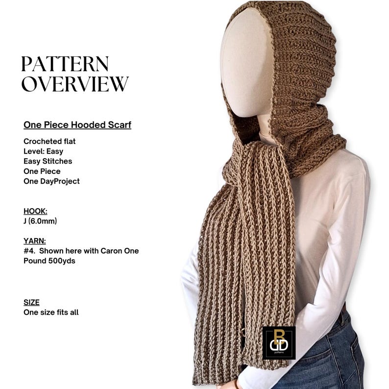 Crochet Hooded Scarf Pattern, Easy Winter Scoodie (digital Download) - Etsy