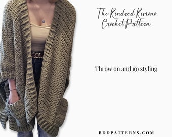 Kindred Kimono Crochet Pattern: Oversized Cardigan Ruana (ENGLISH PDF Pattern)