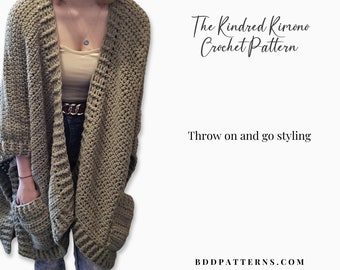 Crochet Pattern | The Kindred Kimono Crochet Pattern | Ruana Crochet Pattern | Sweater Crochet Pattern | Instant Download