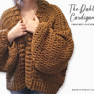 Crochet Cardigan Pattern | Autumn Sweater | Puff Sleeve Sweater | Fall Crochet | Jumper Crochet Pattern | Instant Download PDF | The Dahlia